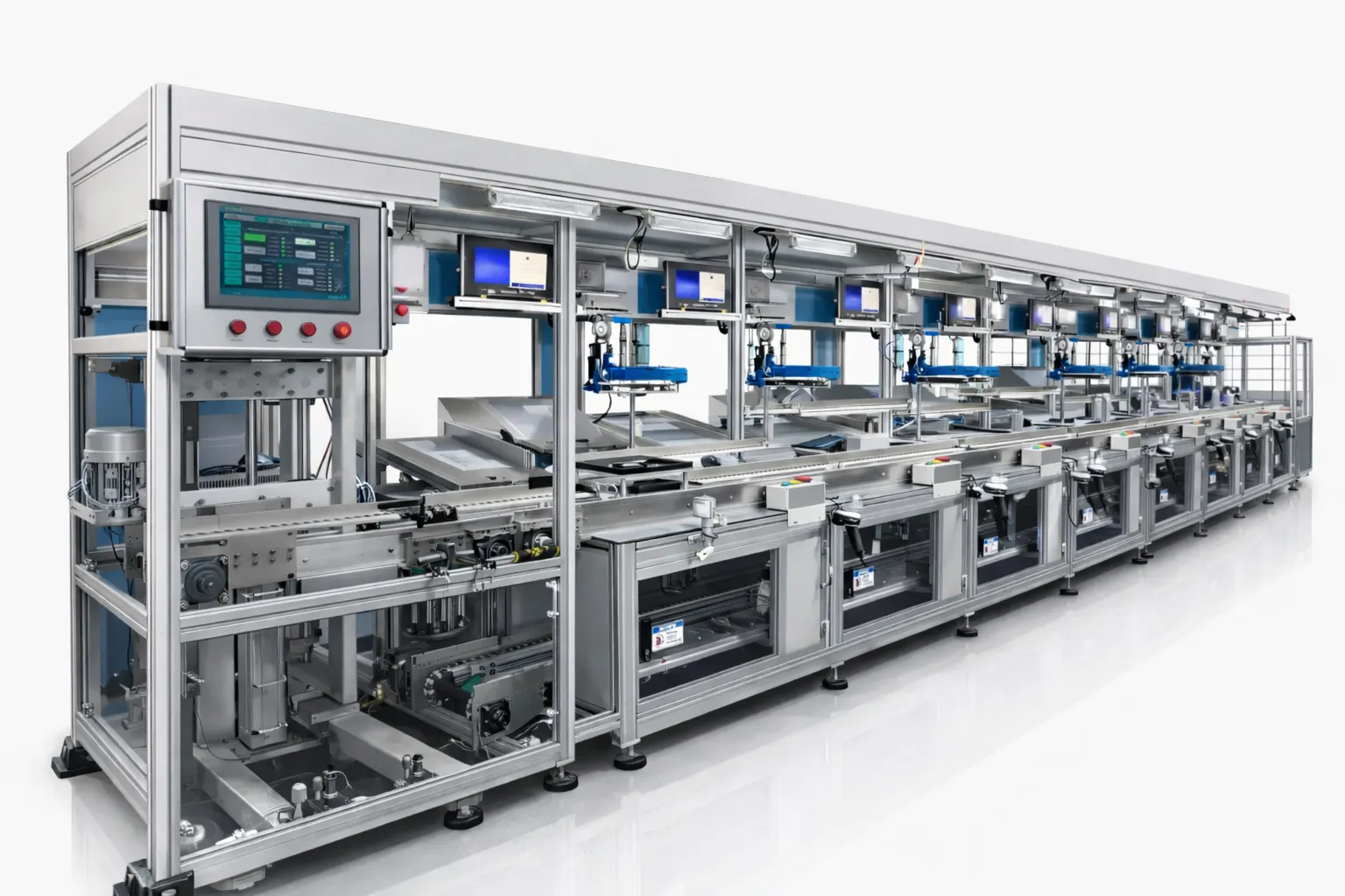 Chain conveyor automation system with pallet fixtures for electronics assembly