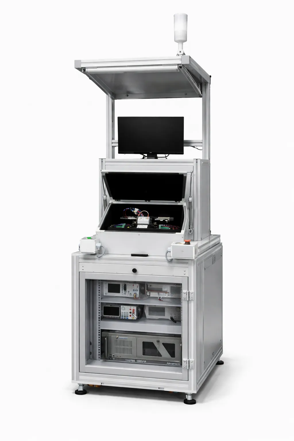 In-circuit testing station with bed-of-nails fixture